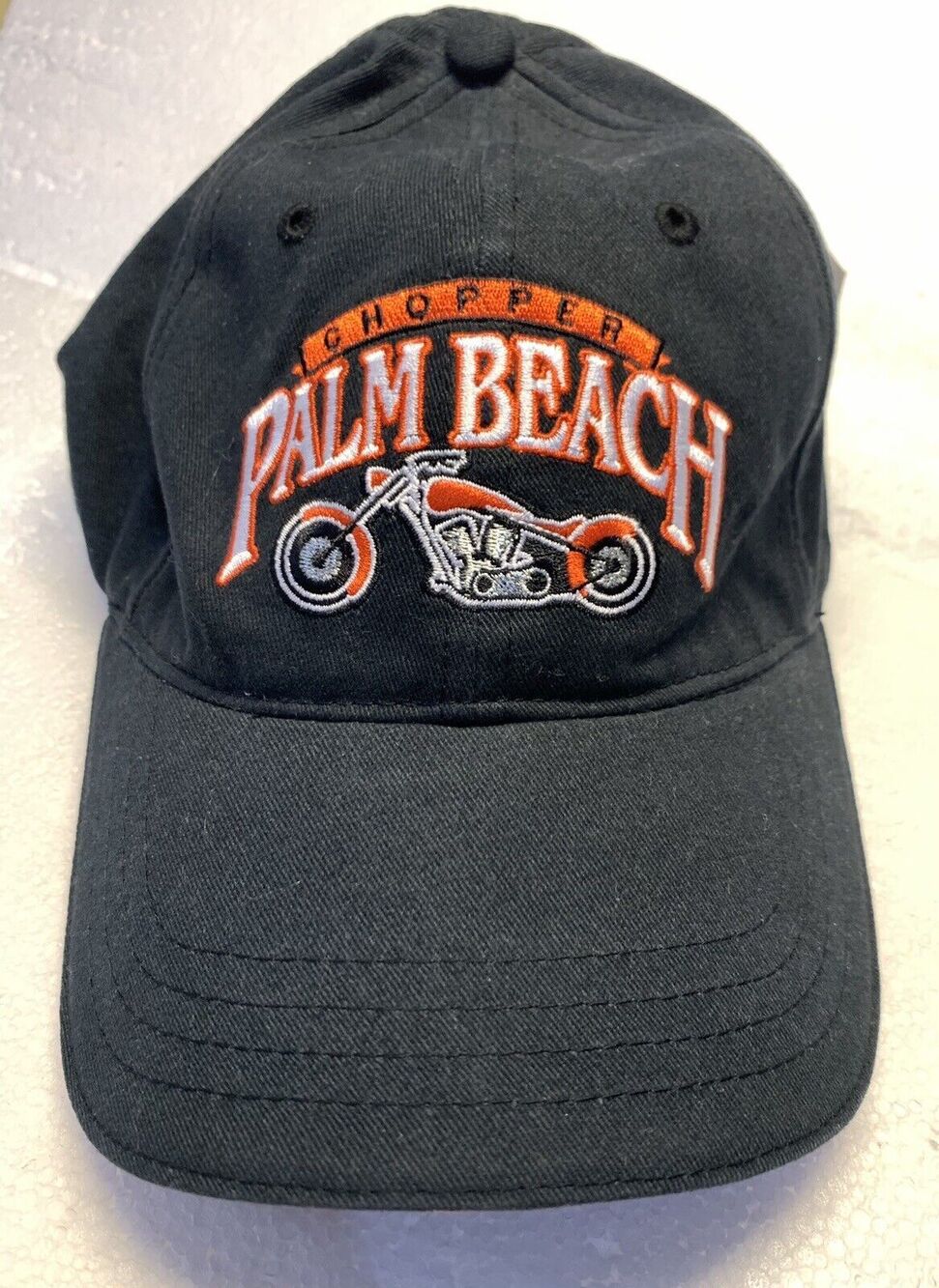 Palm Beach Chopper Black Ball Cap Hat Motorcycle Orange NWT